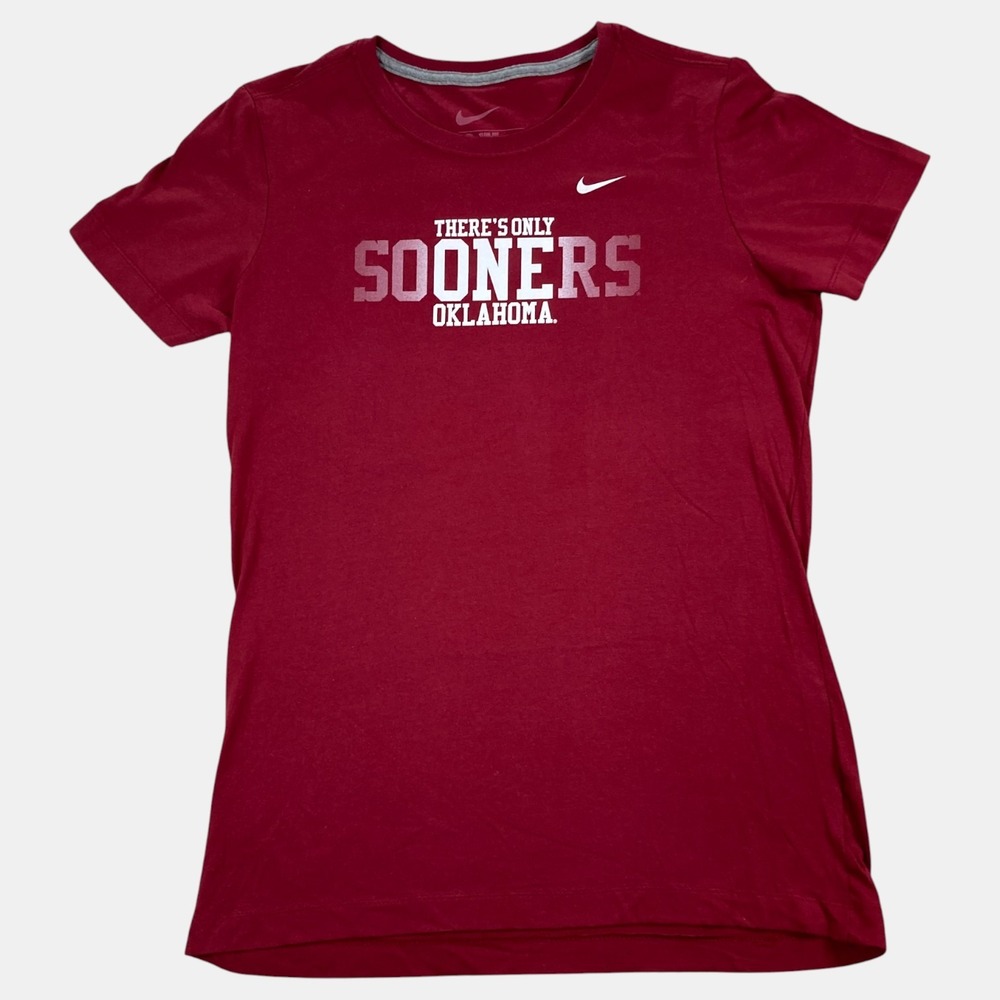 Nike T-shirt Womens Red There's Only Sooners Oklahoma Graphic Tee Slim Fit Large